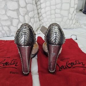 RARE! Christian Louboutin Luxura suede studded water snake heels